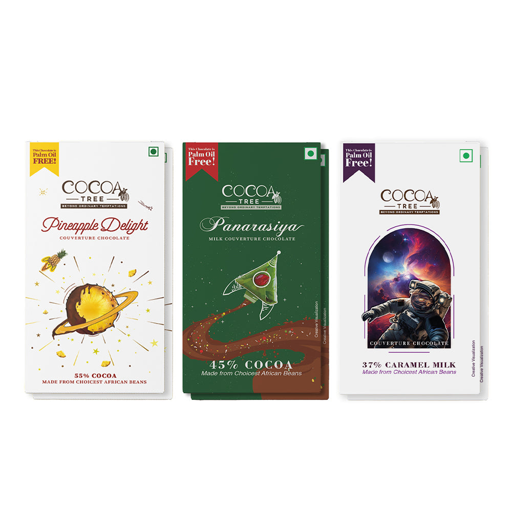 Set of 6 Chocolate Bars containing 2 Pineapple Delight, 2 Panarasiya & 2 37% Caramel Milk