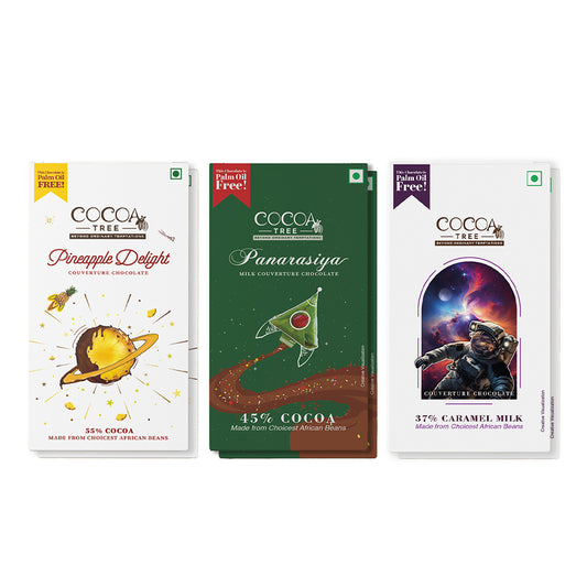 Set of 6 Chocolate Bars containing 2 Pineapple Delight, 2 Panarasiya & 2 37% Caramel Milk