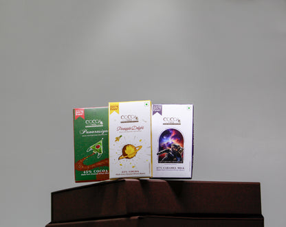 Set of 3 Chocolate Bars containing 1 Pineapple Delight, 1 Panarasiya & 1 37% Caramel Milk