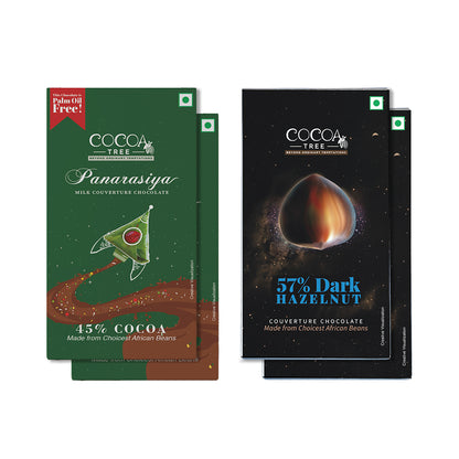 Set of 2 Panarasiya & 2 57% Dark Hazelnut Chocolate Bars