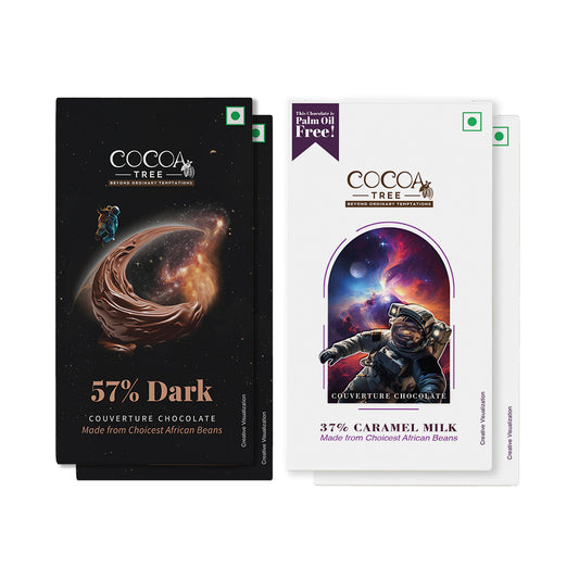 Set of 2 37% Caramel Milk & 2 57% Dark Chocolate Bars